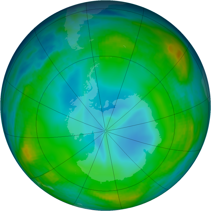 Antarctic ozone map for 28 June 1999